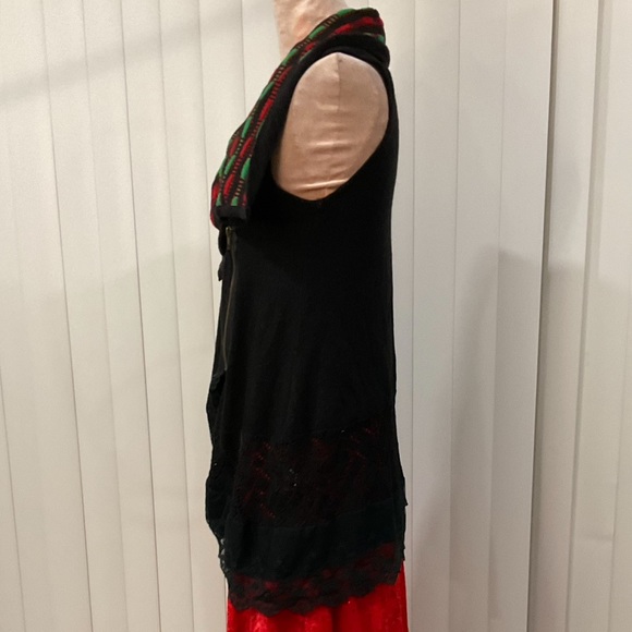 Lanvie lightweight Christmas cardigan sweater vest cascade zipper front tunic S - Picture 6 of 15